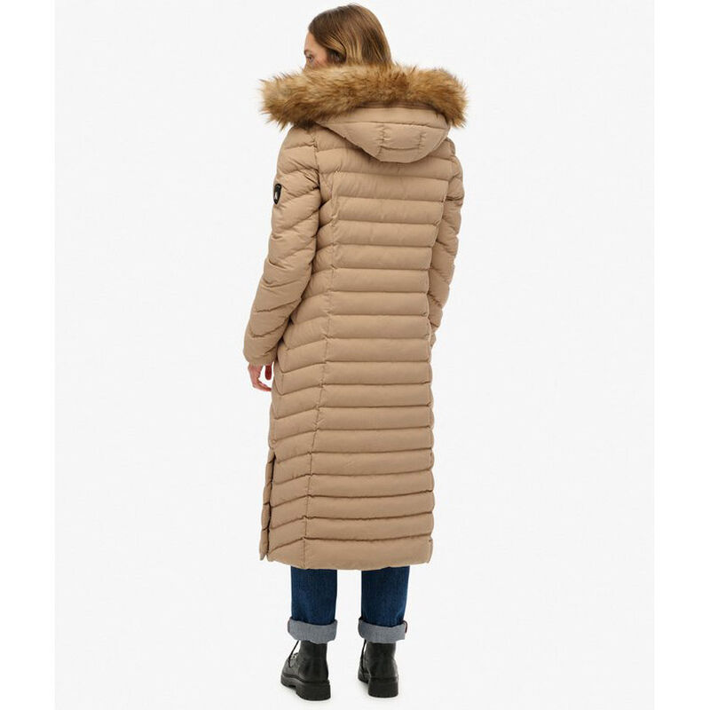 Superdry Fuji Faux Fur Hooded Longline Jacket image number 1